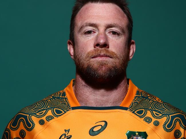 GOLD COAST, AUSTRALIA - JUNE 26: Jed Holloway poses during a Wallabies Rugby Championship Headshots Session at Sanctuary Cove on June 26, 2023 in Gold Coast, Australia. (Photo by Chris Hyde/Getty Images)