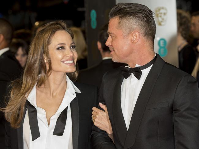 LONDON, ENGLAND - FEBRUARY 16:  Angelina Jolie and Brad Pitt attend the EE British Academy Film Awards 2014 at The Royal Opera House on February 16, 2014 in London, England.  (Photo by Mark Cuthbert/UK Press via Getty Images)