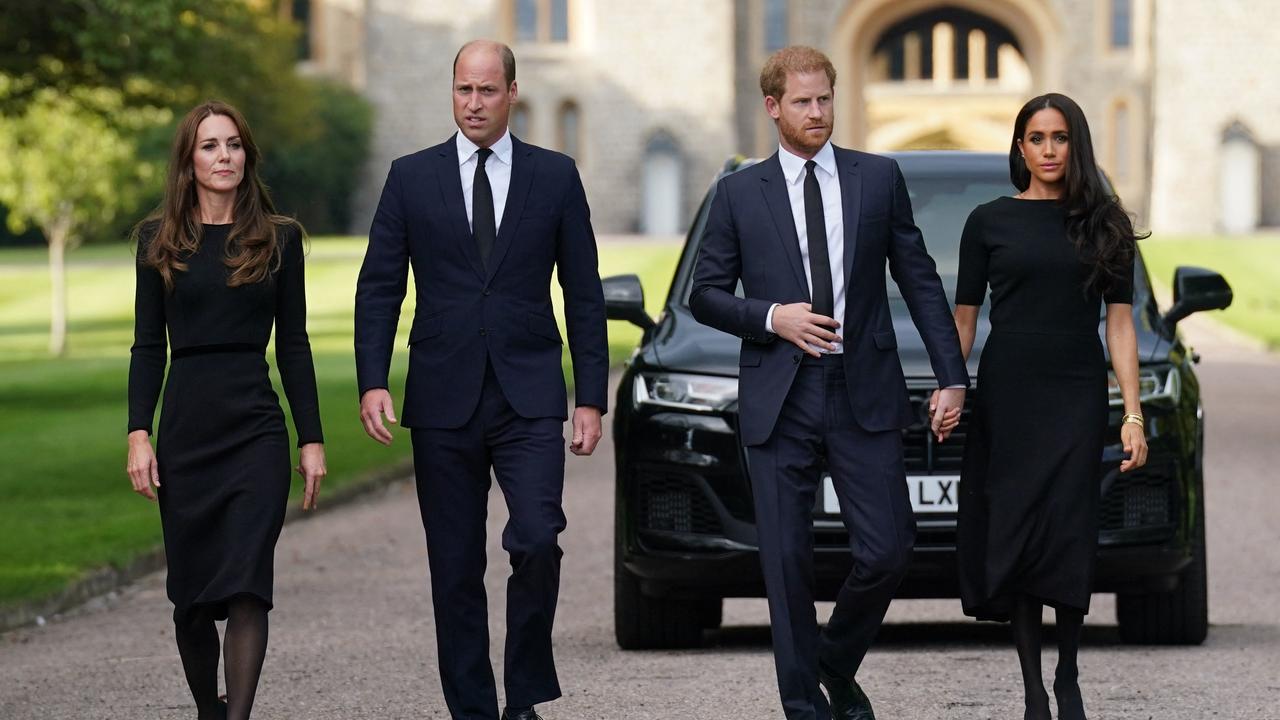 Meghan and Harry reunited with William and Kate ahead of the Queen’s funeral (Photo by Kirsty O'Connor / POOL / AFP)