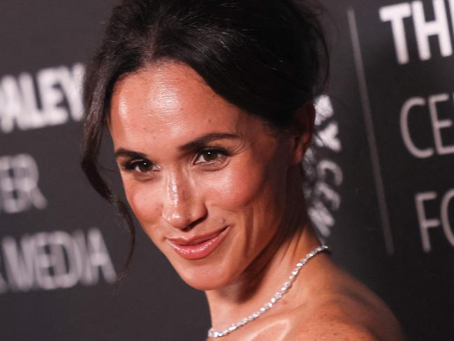 (FILES) Meghan Markle, Duchess of Sussex arrives for The Paley Center for Media gala honoring actor and director Tyler Perry, at the Beverly Wilshire Hotel in Beverly Hills on December 4, 2024. Meghan Markle, the actress wife of Britain's Prince Harry, will launch her new lifestyle and cooking show on Netflix on January 15, 2025, she announced January 2 on social media. (Photo by ETIENNE LAURENT / AFP)