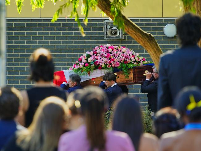 Family and friends gather at the funeral service for Holly Morton-Bowles. Picture: NewsWire / Luis Enrique Ascui