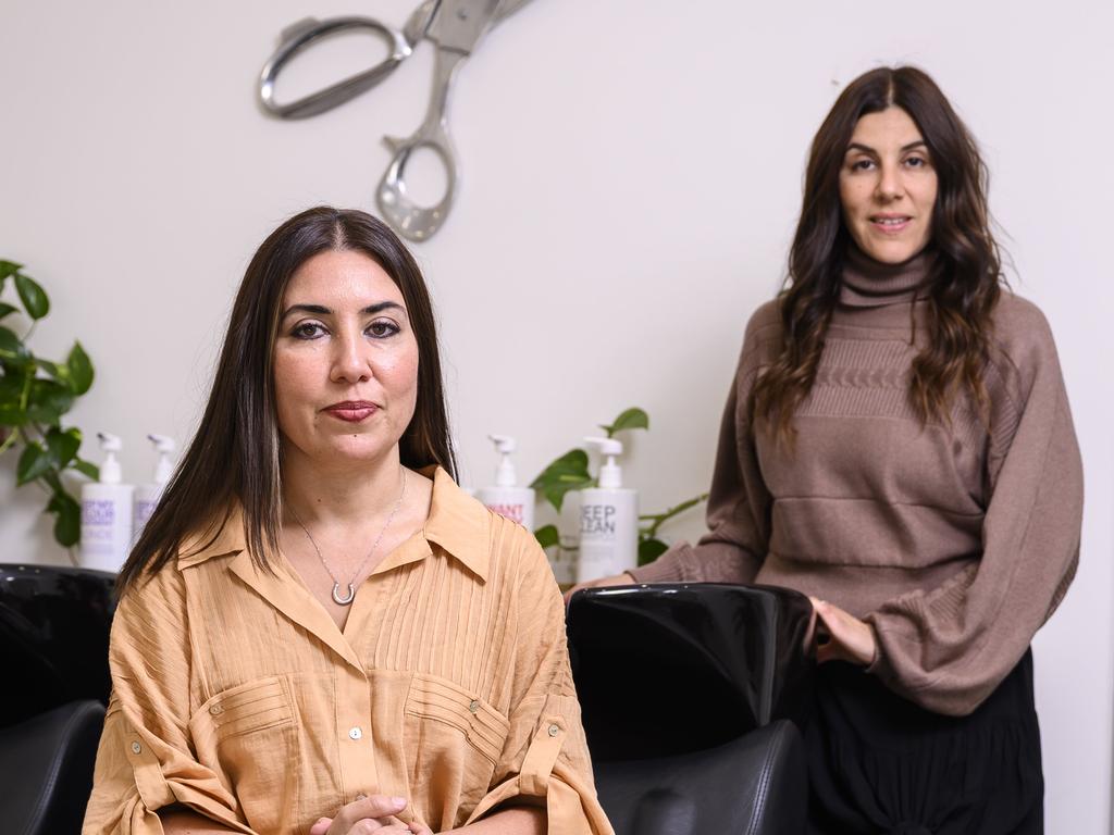 Hairdressers Grace and Marylee Gallo would get the jab if it meant their business could stay open. Picture: Darren Leigh Roberts