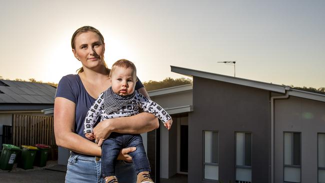 Valarie Kargar, pictured with her son Patrick, had multiple defects in her Q1 Homes house. Picture: Jerad Williams