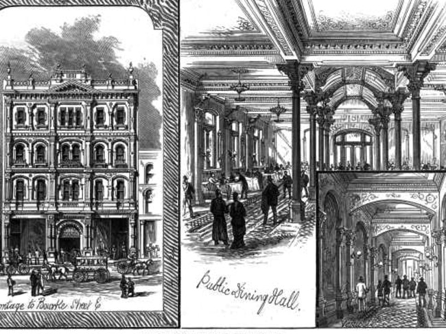 Sketch of a coffee palace on Bourke Street in Melbourne in 1881. Picture: State Library of Victoria.