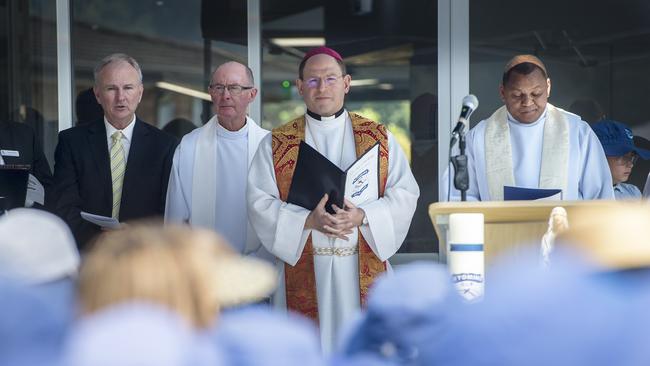 Bishop Anthony Randazzo during the official opening of Our Lady of the Rosary Catholic Primary School's new learning centre at Wyoming on Friday. Picture: Troy Snook