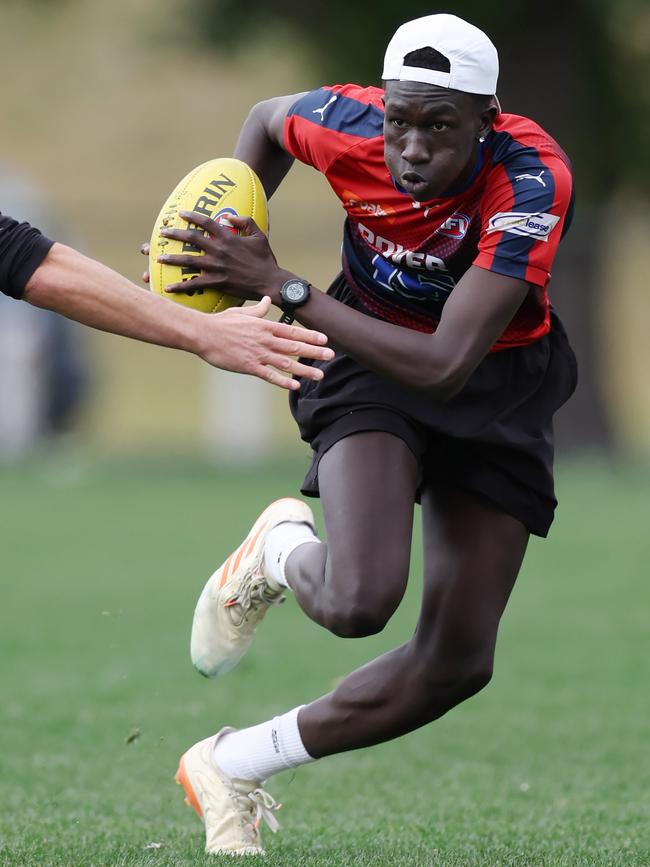 Morwell’s Tew Jiath trains in the lead-up to the national draft. Picture: Michael Klein