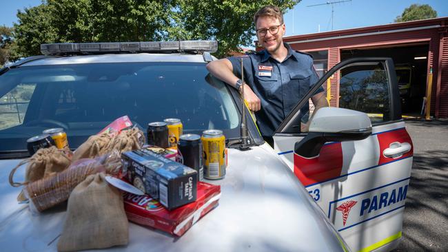 Ambulance Victoria Bellarine and Swan Bay team manager Adam Miller was shopping for snacks and treats for his colleagues working over the Christmas holiday when an unknown man paid for it all at the self-serve checkout. Picture: Brad Fleet