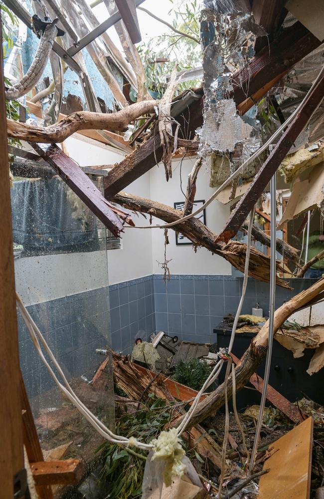 Inside what’s left of the Bryces’ bathroom. Picture: Brenton Edwards