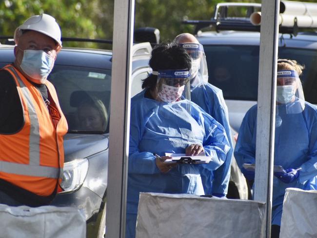 A QML Pathology drive-through Covid-19 testing clinic has been set up at the Cavanbah Centre on Ewingsdale Road, in Byron Bay, after a case was detected on the Northern Rivers. Monday, August 9, 2021.