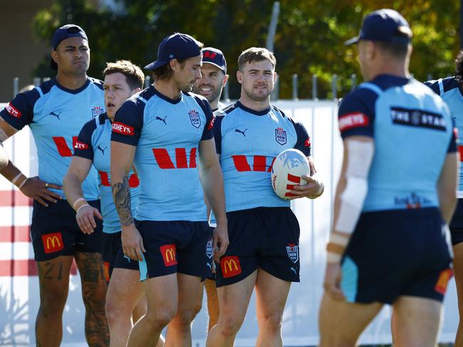 DAILY TELEGRAPH JUNE 3, 2024. Hudson Young during the NSW Blues training session at the NSWRL Centre of Excellence at Sydney Olympic Park. Picture: Jonathan Ng