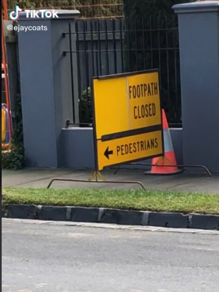 A Melbourne woman did not like the fact that the sign was placed outside her home. Picture: TikTok.