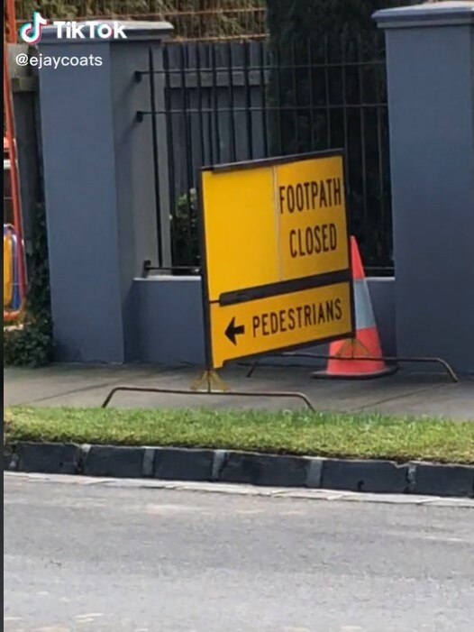 A Melbourne woman did not like the fact that the sign was placed outside her home. Picture: TikTok.