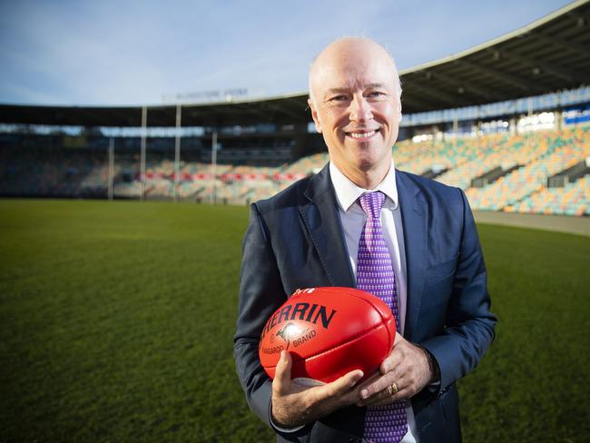 New Tas AFL project team chairman Brett Godfrey at a press conference at Blundstone Arena, Bellerive. Picture: RICHARD JUPE