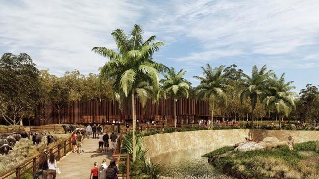 An artist’s impression of the promised safari-like experience at Sydney Zoo.