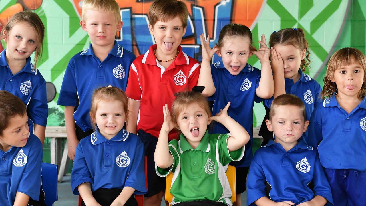 My First Year: Gayndah State School Preps, (back) Blair, Riley, Travis, Aurora, Jewel, (front) Kaidien, Willow, Luca, Zeppelin, Won-Gari. Picture: Patrick Woods.