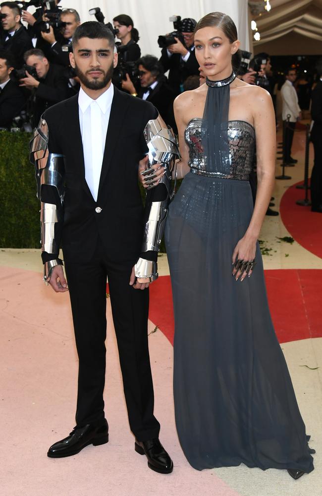 Zayn Malik with girlfriend Gigi Hadid at the Met Gala. Picture: Larry Busacca/Getty Images