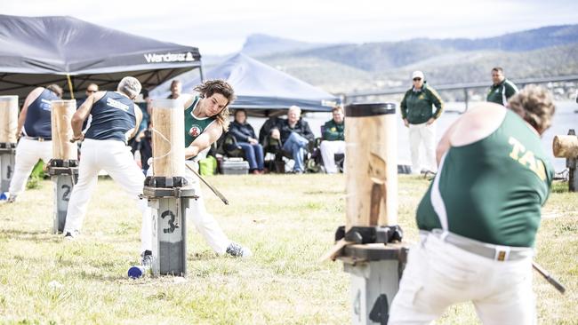 Royal Hobart Regatta wood chopping, 2021. Picture Eddie Safarik