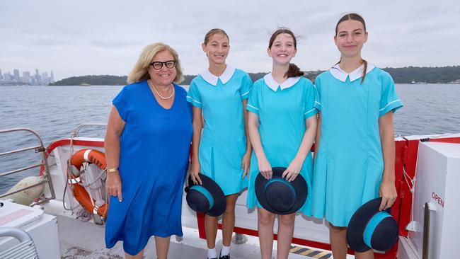 Kincoppal - Rose Bay Principal Erica Thomas with students on the new ferry service.