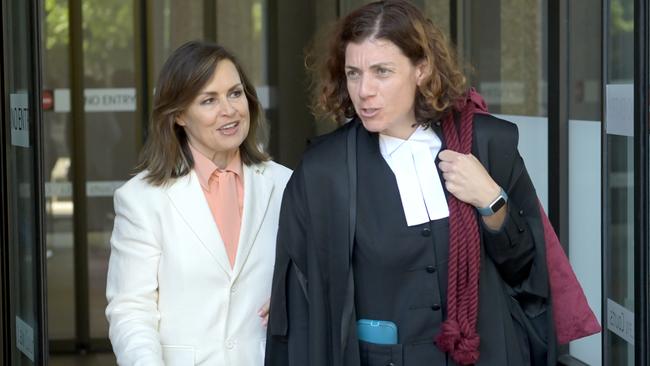 Defamation lawyer Sue Chrysanthou and Lisa Wilkinson leave Federal Court. Picture: NCA NewsWire / Jeremy Piper