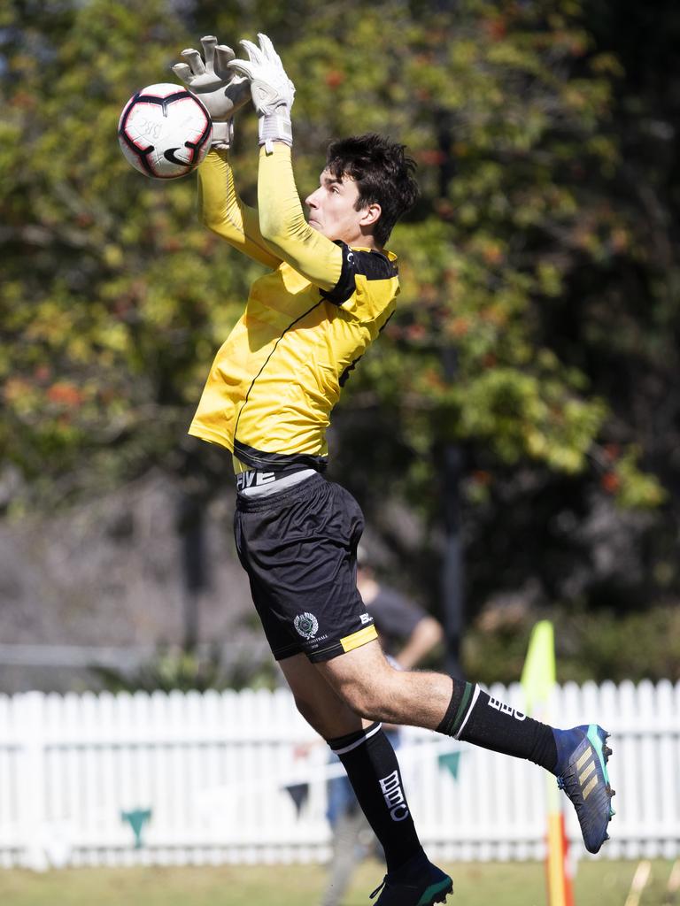 First XI football Brisbane Grammar School vs Brisbane Boys College. BBC #22 J. Warshawsky. August 8, 2020. Picture: Renae Droop