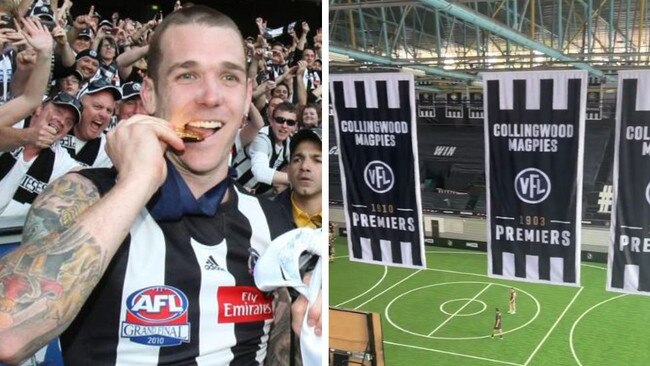 Collingwood have renovated their netball training court into a footy field.