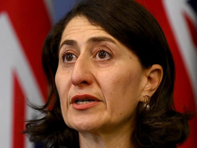 SYDNEY, AUSTRALIA - OCTOBER 01: New South Wales Premier Gladys Berejiklian speaks during a press conference on October 1, 2021 in Sydney, Australia. Gladys Berejiklian has announced her resignation as New South Wales premier after the Independent Commission Against Corruption (ICAC) announced it is investigating whether she breached public trust between 2012 and 2018. Berejiklian has also resigned as a member of parliament. (Photo by Bianca De Marchi - Pool/Getty Images)