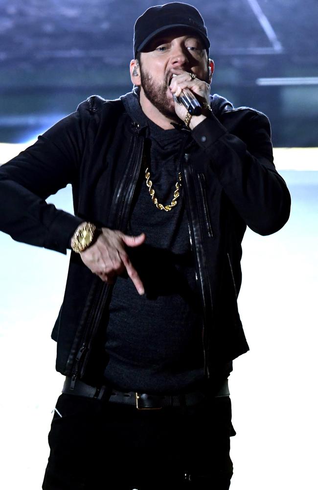 Eminem received a standing ovation following the performance. Picture: Getty Images.