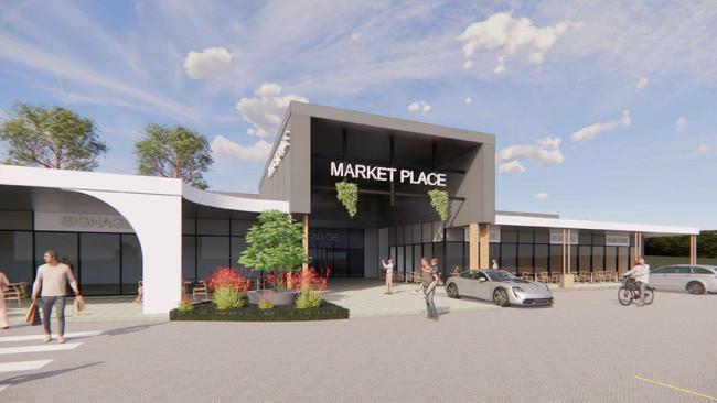 Concept art for a proposed shopping centre on Brisbane Street in Drayton by Capital Transactions. Designs by Wiltshire Stevens Architects.