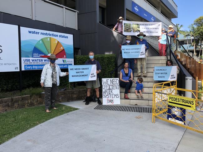 NO DAM: The newly formed  alliance,? ?WATER Northern Rivers ?held a protest before they present hundreds of submissions objecting to the Dunoon dam to Rous County Council on September 8, 2020. Photo: Alison Paterson