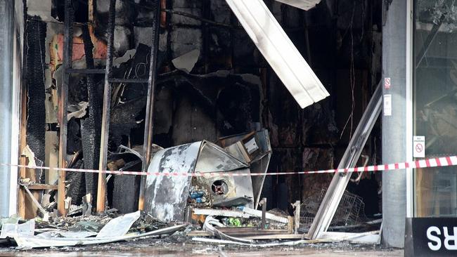 The damage to one of the shops gutted by a fire at Jetty Plaza on Thompsons Rd, Patterson Lakes. Picture: SES Chelsea unit.