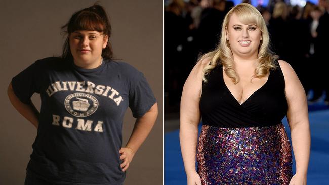 Rebel Wilson back in 2004, left, and now after putting on weight to help make her seem funnier!