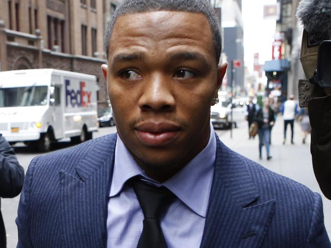 FILE - In this Nov. 5, 2014, file photo, Ray Rice arrives with his wife Janay Palmer for an appeal hearing of his indefinite suspension from the NFL in New York. A former FBI director hired to look into how the NFL pursued evidence in the Ray Rice abuse case says the league should have investigated the incident more thoroughly before it initially punished the player. Robert Mueller released the report Thursday, Jan. 8, 2015, saying that the NFL had substantial information about the case and could have obtained more. (AP Photo/Jason DeCrow, File)