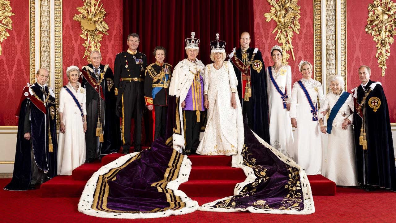 King Charles and Queen Camilla are pictured with members of the working royal family: Prince Edward, Duke of Kent, Birgitte, Duchess of Gloucester, Prince Richard, Duke of Gloucester, Vice Admiral Sir Tim Laurence, Anne, Princess Royal, The Prince of Wales, Catherine, Princess of Wales, Sophie, Duchess of Edinburgh, Princess Alexandra, The Honourable Lady Ogilvy and Prince Edward, Duke of Edinburgh. Picture: Hugo Burnand/Buckingham Palace via Getty Images