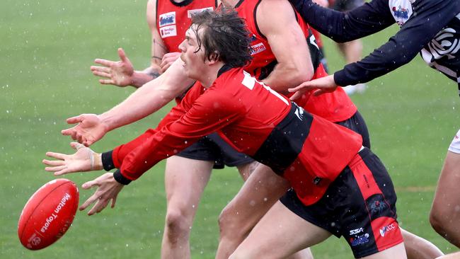 Kyle Brennan in action for Romsey. Picture: Hamish Blair