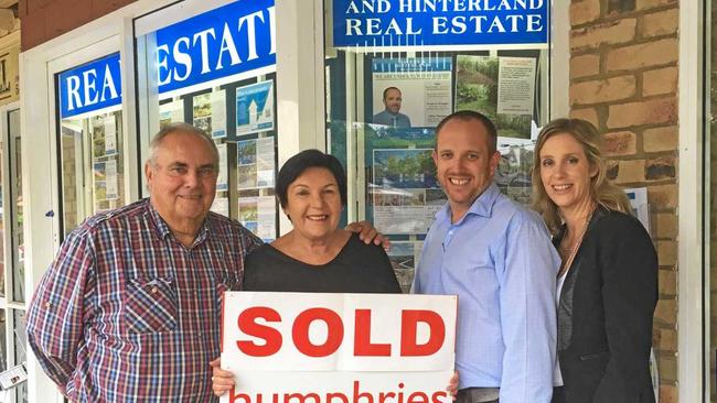 ?Ian Humphries and Patricia Fisk Humphries with Rodney and Catherine Millett at Maleny and Hinterland Real Estate. Picture: Erle Levey