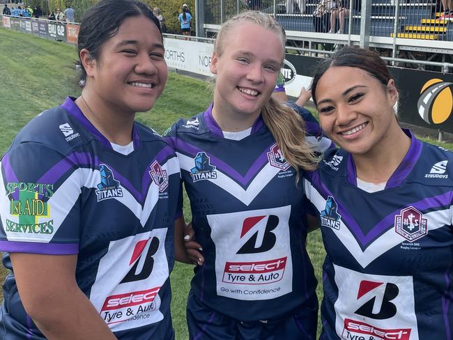 Ipswich players Sky-Yvette Faimalie, Emily Jackwitz and Shalom Sauaso.