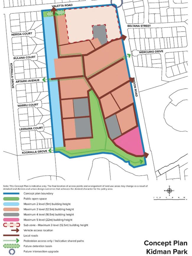 Concept plan prepared by the City of Charles Sturt as part of its rezoning bid. Picture: Kidman Park Residential and Mixed Use Code Amendment