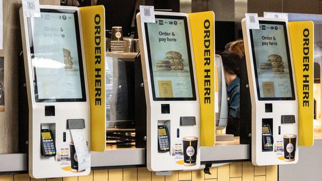 Self-serve kisoks at a McDonalds restaurant in St Leonards, Sydney. Picture: NCA NewsWire / James Gourley