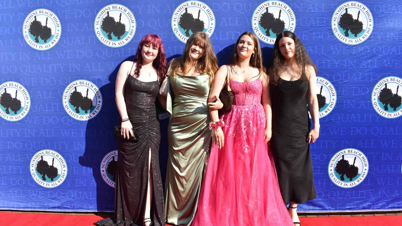 Jazmyn, Honour, Kaylee and Aylin at the Sunshine Beach State High School formal 2024.