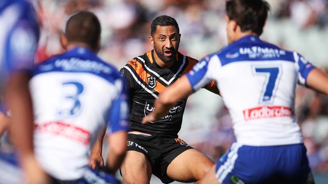  Benji Marshall gets a kick away. Picture: Phil Hillyard