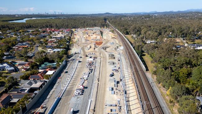 Work on Stage 1 North of the Coomera Connector pictured at Monterey Keys in July 2024. Picture: TMR