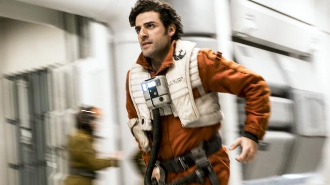 Oscar Isaac as the rebellious Poe Dameron. (David James/Lucasfilm via AP)