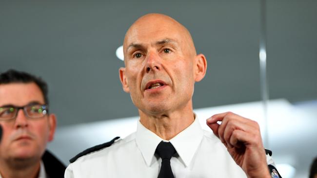 Victorian Emergency Management Commissioner Andrew Crisp speaks to the media at the State Control Centre in Melbourne today. Picture: AAP