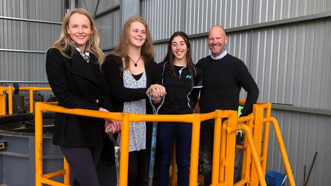 From left, Minister Sarah Courtney, jobseeker Robin Targett, National Joblink’s Paris Lee and Hudson Civil Products managing director Michael Hudson.