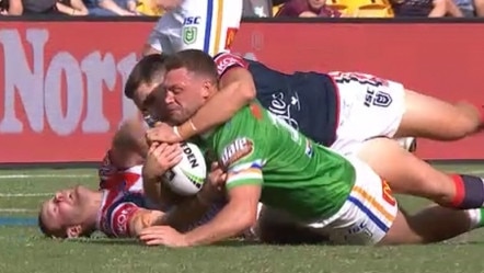 The Roosters co-captain is left with a heavy concussion for his efforts.