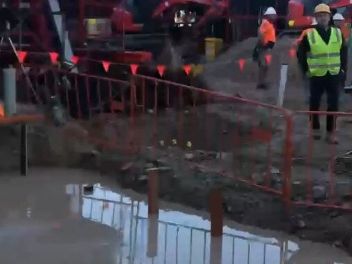 Screenshot from a video showing a pool of water at a Summer Hill worksite