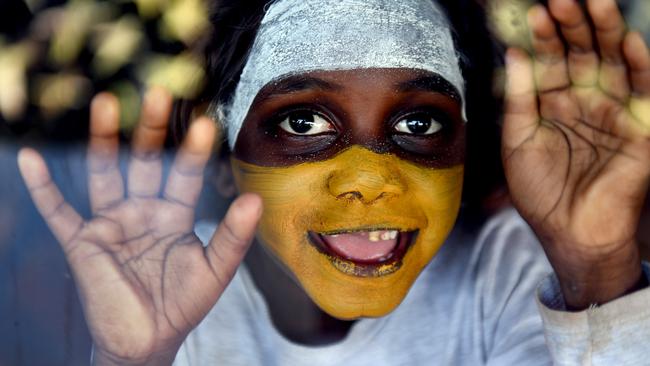 A Yolngu child from northeastern Arnhem Land at a Bunggul traditional dance. Picture: Mick Tsikas/AAP