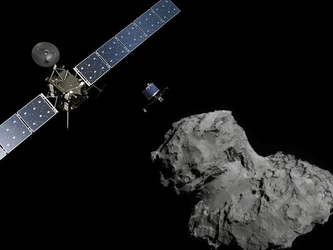 Twelve years in the making ... An artists impression of the Rosetta space probe, the Philae lander and the 67P/Churyumov-Gerasimenko comet. The mission was to uncover the building blocks of life believed to be carried by comets. Source: ESA