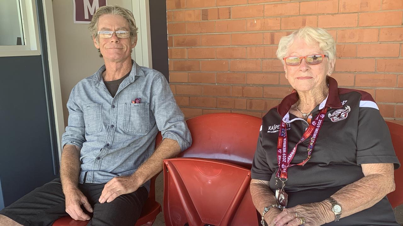 Babs Kable and her son Bob at Brookvale Oval.