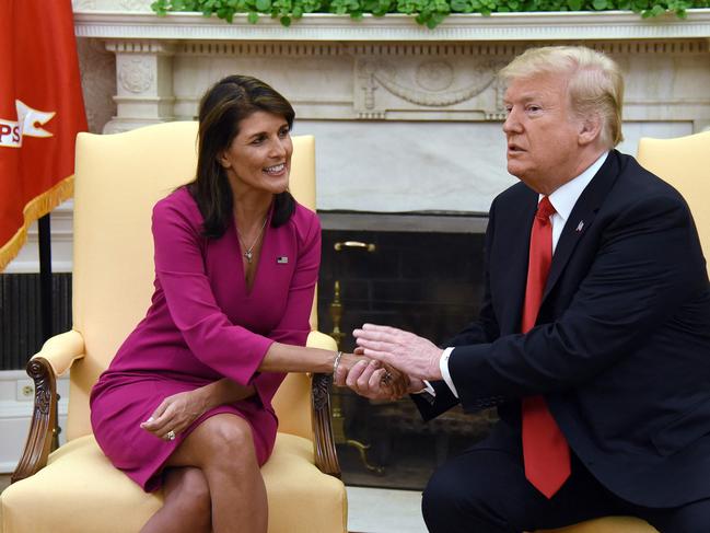 Nikki Haley is challenging Donald Trump in the 2024 Republican primary, but could end up being his running mate. Picture: AFP